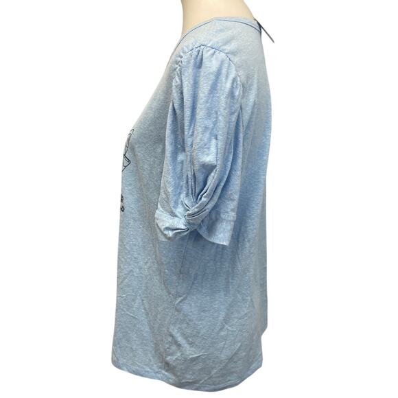 Hand Printed Upcycled Womens Large Bluey Bingo Easter Egg Short Sleeve Tee - Picture 3 of 5